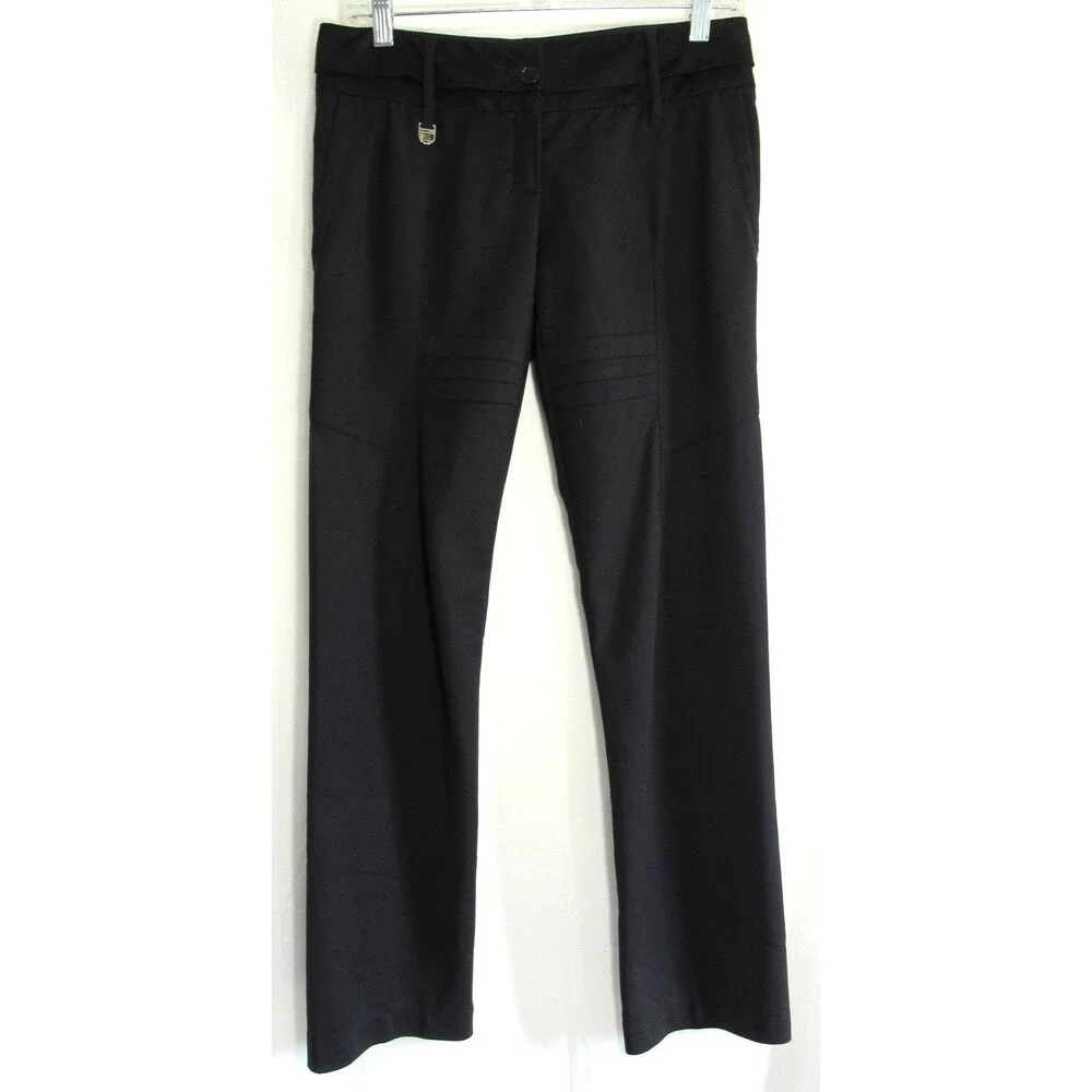 Dolce & Gabbana Black Straight Leg Silk Blend Made in Italy Pants Size 40 EUC